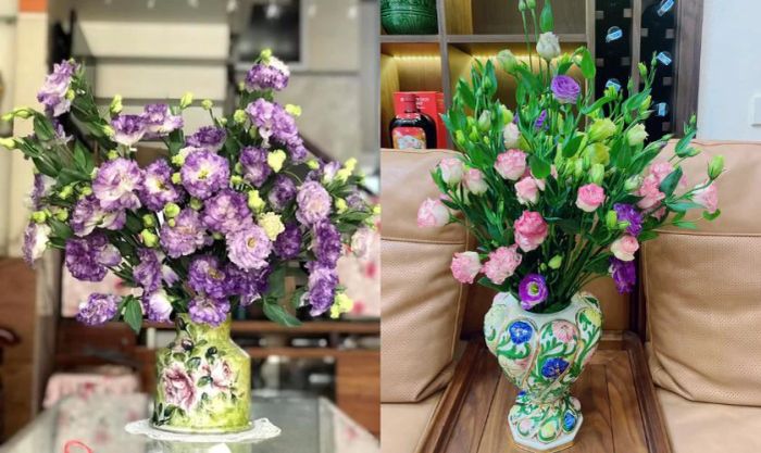 Cách cắm hoa cát tường ngày Tết theo kiểu bất đối xứng