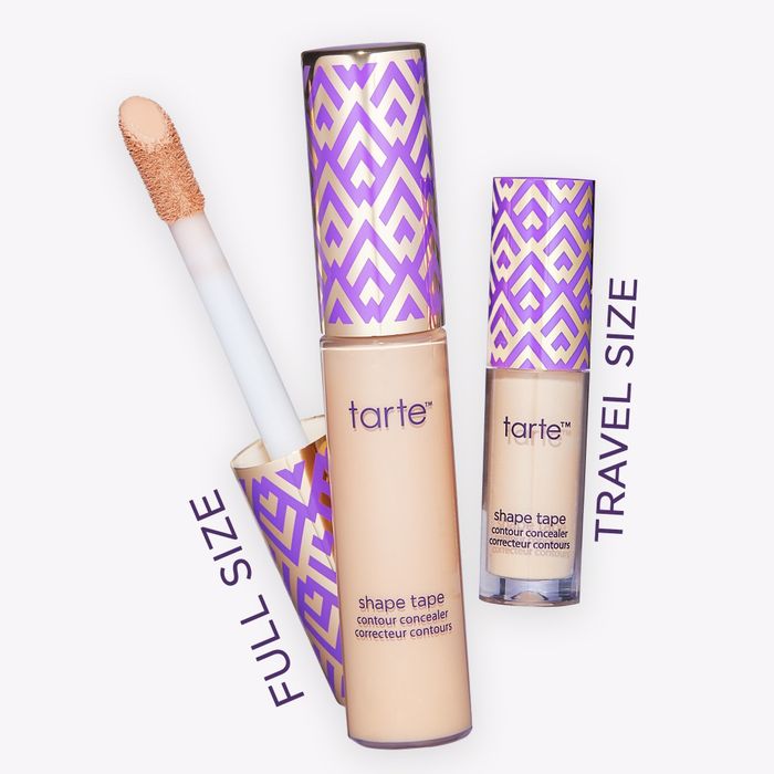 Tarte concealer in both full size and travel size, clearly labeled for easy identification.