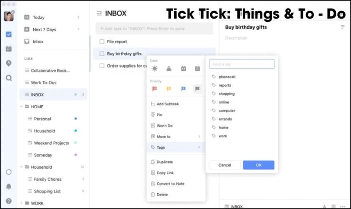 TickTick: Things & Tasks To Do là ứng dụng lý tưởng để thiết lập lời nhắc trên iPhone