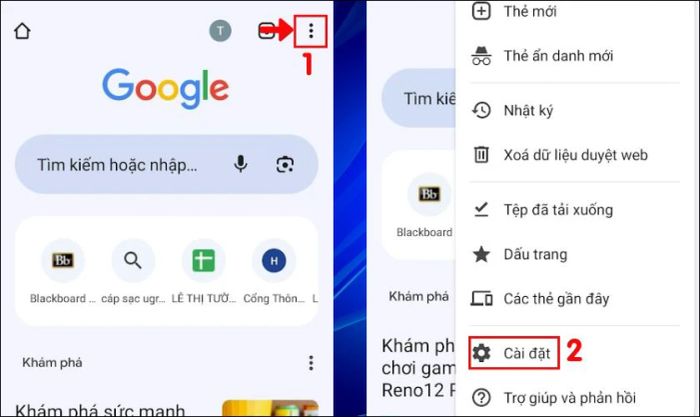 Truy cập Cài đặt Chrome trên Android