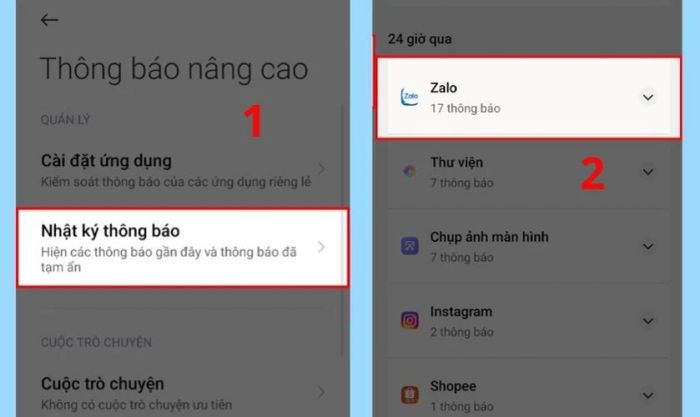 Kiểm tra nhật ký thông báo trên Zalo