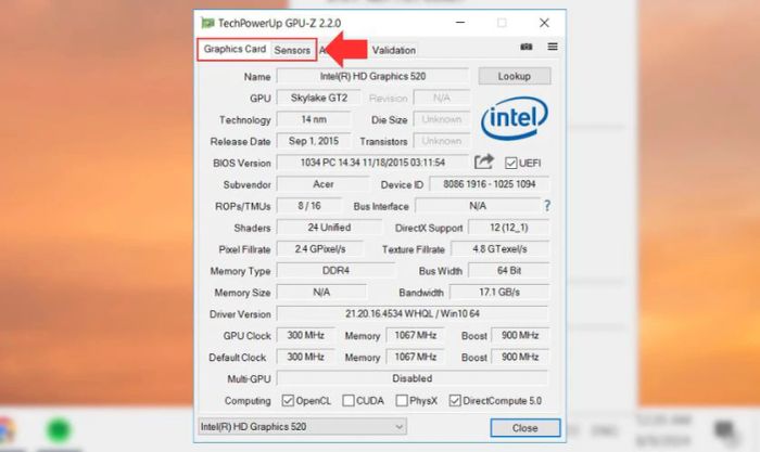 Kiểm tra thông số card màn hình bằng phần mềm GPU-Z