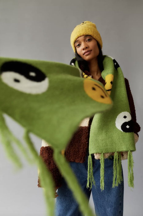 model styling the Emy Icon Scene scarf