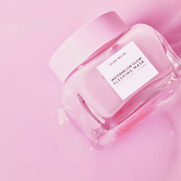 Watermelon Glow Sleeping Mask jar resting in the product display