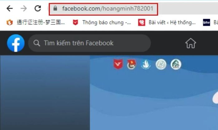 kiểm tra liên kết facebook đã thay đổi trên thanh công cụ tìm kiếm