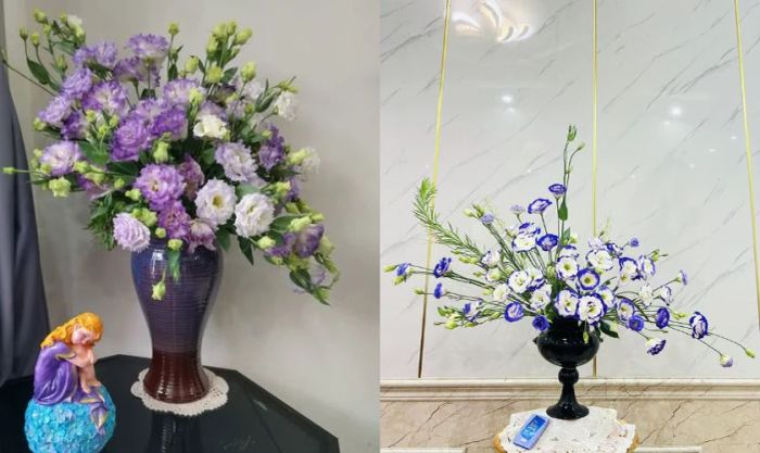 Cách cắm hoa cát tường ngày Tết theo kiểu hình chéo