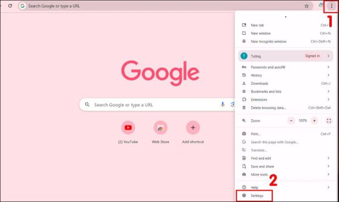 Truy cập Cài đặt trên Google Chrome