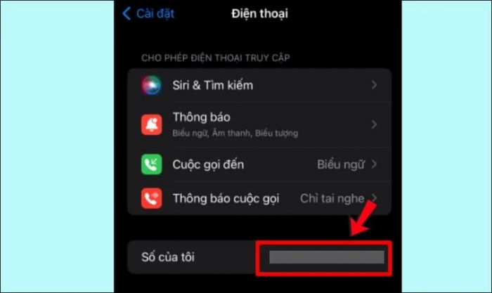 Số điện thoại của bạn sẽ được hiển thị ngay tại mục Số của tôi