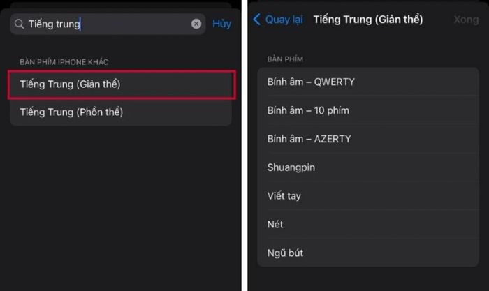 Nhấn chọn vào ô Tiếng Trung (Giản thể)