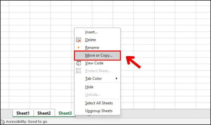 Chọn mục Move or Copy từ menu hiển thị