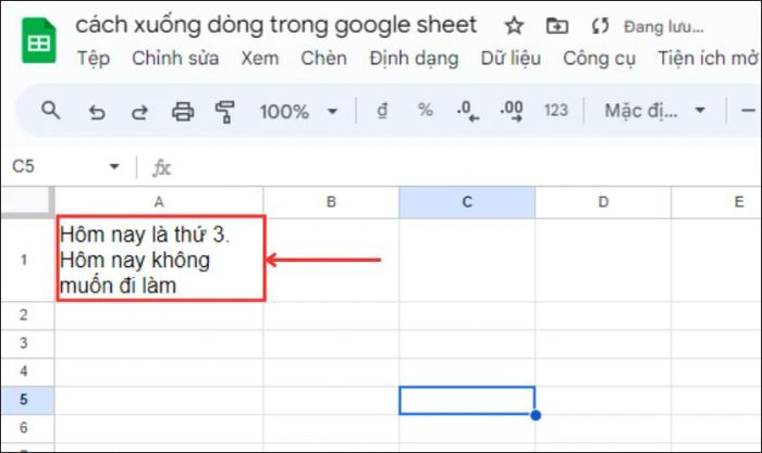 Kiểm tra cách hiển thị nội dung trong ô
