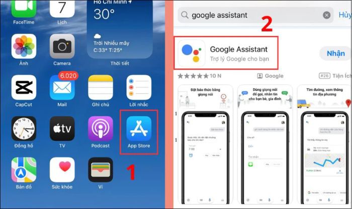 Mở App Store và nhập từ khóa Ok Google vào thanh tìm kiếm để tải ứng dụng.