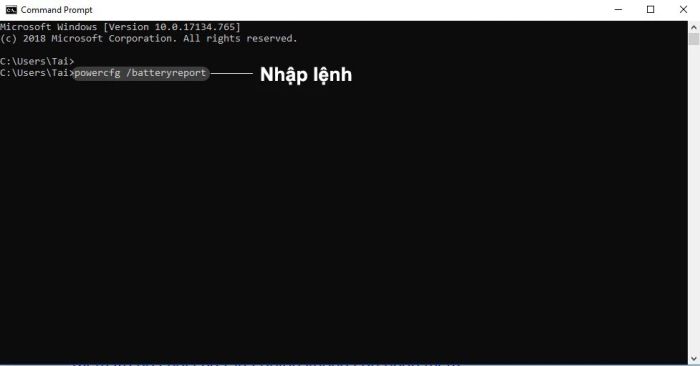 Cách kiểm tra độ chai pin trên Windows 10 bằng lệnh CMD