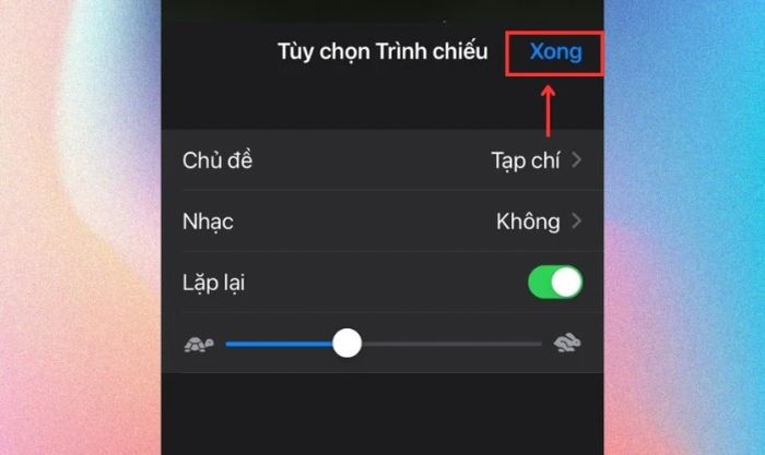 Nhấn Xong để hoàn tất quá trình ghép video trên iPhone