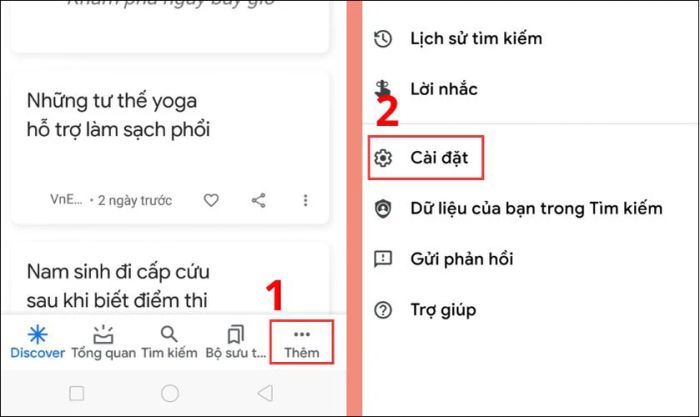 Hãy mở ứng dụng Google và nhấn vào tùy chọn Thêm từ menu hiển thị