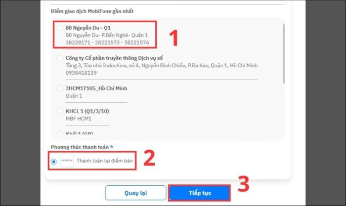 Chọn điểm giao dịch MobiFone gần nhất hoặc thuận tiện nhất