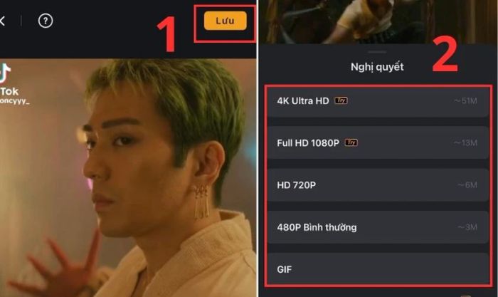 Nhấn vào Lưu ở góc phải màn hình