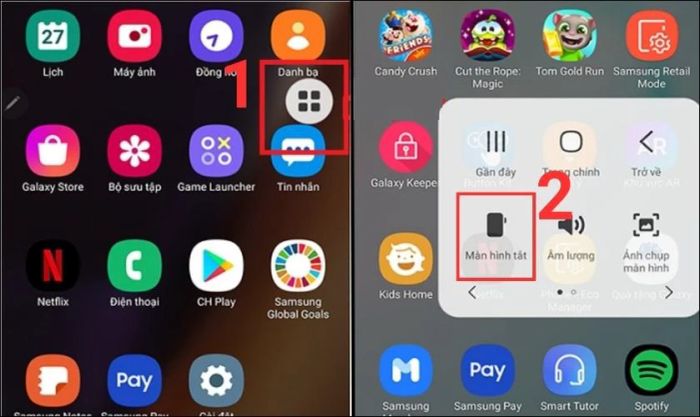 Tắt màn hình Samsung thông qua nút Home ảo