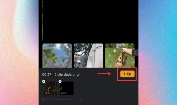 Lần lượt chọn các video cần cắt ghép