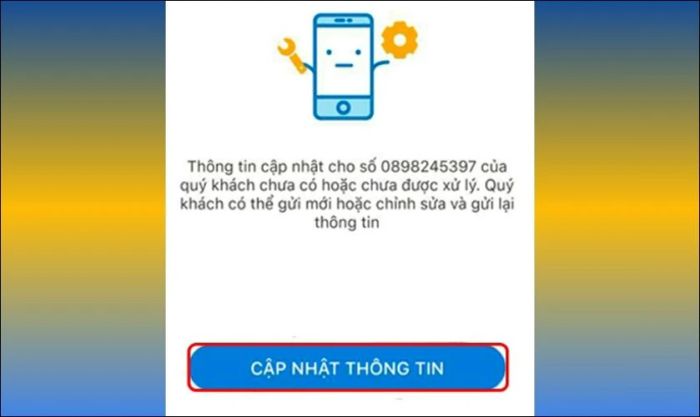 Chọn mục Cập nhật thông tin