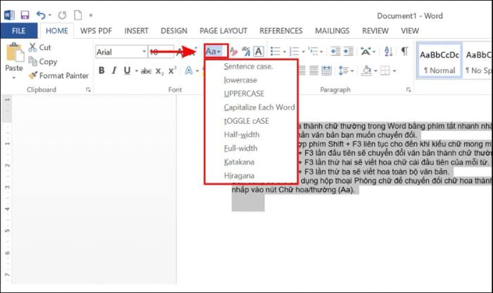 Hướng dẫn chi tiết cách chuyển đổi chữ hoa thành chữ thường trong Word