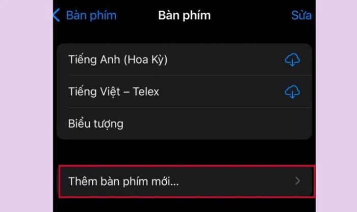 Hãy chọn Thêm bàn phím mới để bắt đầu lựa chọn kiểu bàn phím tiếng Trung.