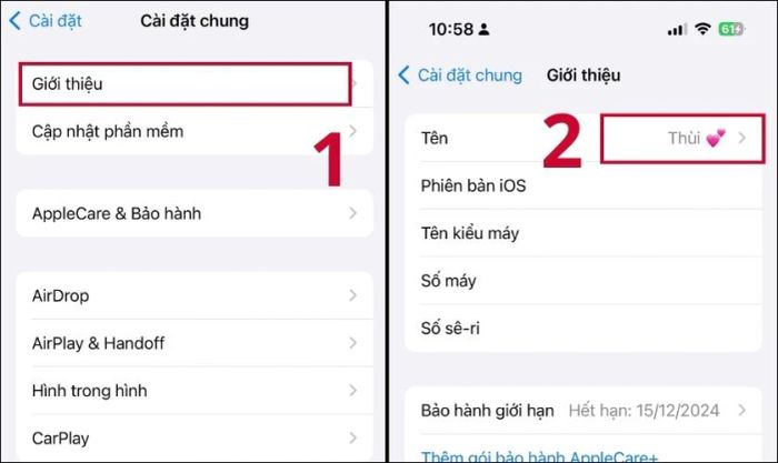 Điền tên mới vào mục thay tên trên iPhone của bạn.
