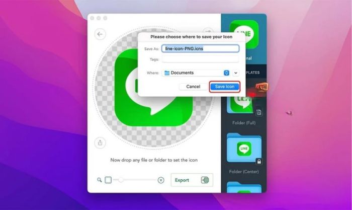 Chọn thư mục lưu trữ và nhấn Save Icon