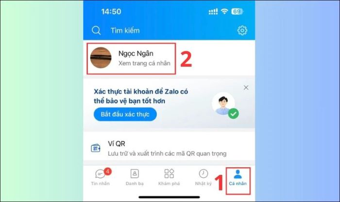 Truy cập trang cá nhân bằng cách chọn Xem trang cá nhân tại mục Cá nhân