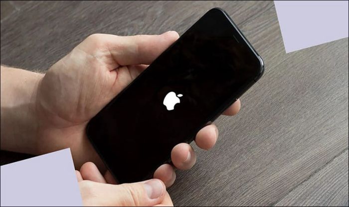 Nhấn giữ nút Nguồn cho đến khi logo Apple xuất hiện để reset iPhone 12 khi bị treo máy
