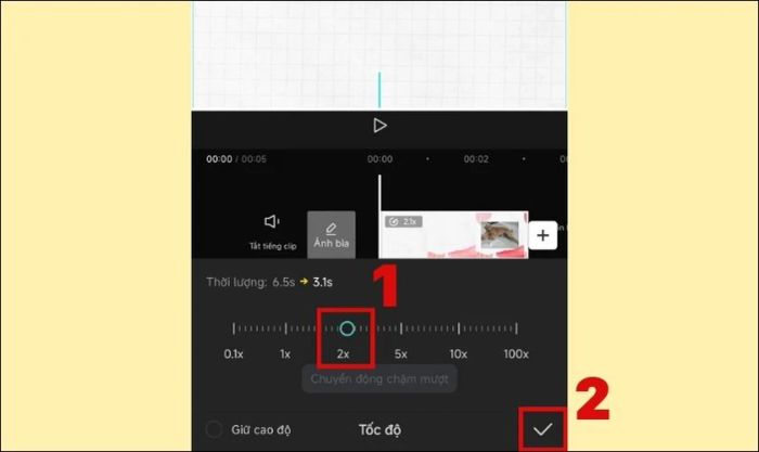 Bạn di chuyển nút điều chỉnh để thay đổi tốc độ video theo ý muốn