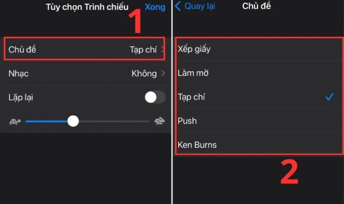 Lựa chọn chủ đề để kết hợp video trên iPhone