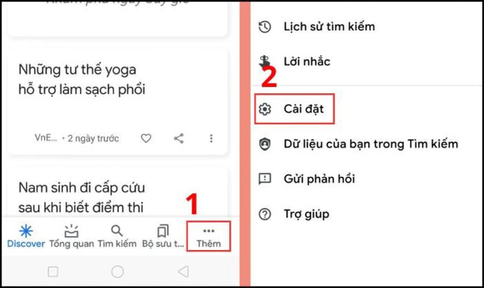 Nhấn vào biểu tượng dấu ba chấm ở góc phải phía dưới màn hình và chọn mục Thêm