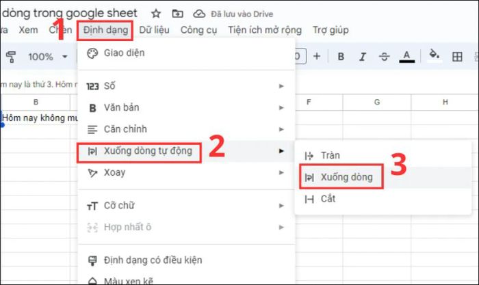 Chọn mục Định dạng trên thanh công cụ