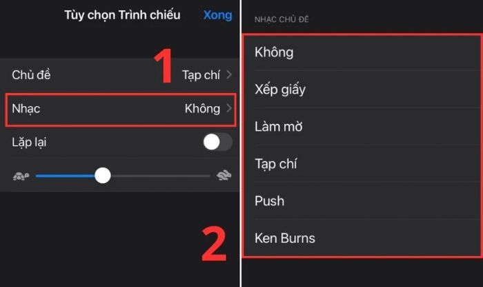 Lựa chọn nhạc nền để ghép video trên iPhone