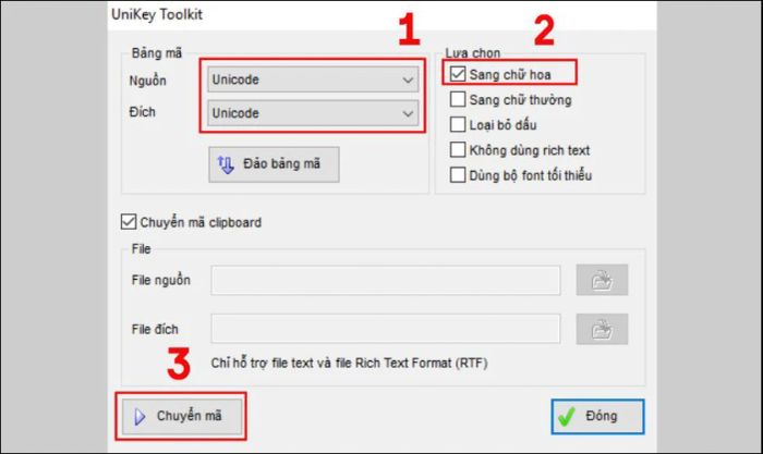Hướng dẫn sử dụng Unikey để chuyển đổi chữ hoa