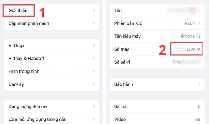 Kiểm tra thông tin tại Số máy để xác định nguồn gốc iPhone