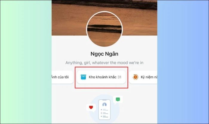 Nhấn vào Kho khoảnh khắc để xem lại tất cả khoảnh khắc Zalo đã đăng