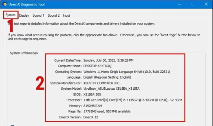 Xem thông tin cấu hình máy tính trong tab System