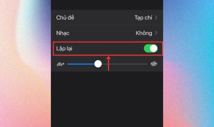 Lựa chọn chế độ lặp lại để ghép video trên iPhone