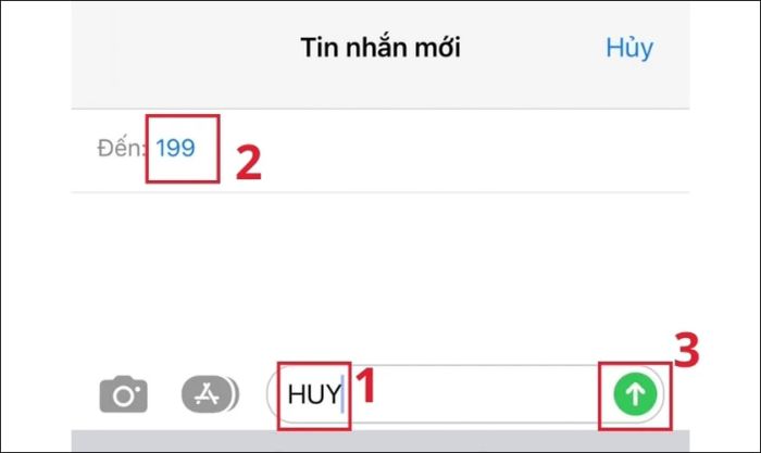 Soạn tin nhắn HUY và gửi đến tổng đài 9000