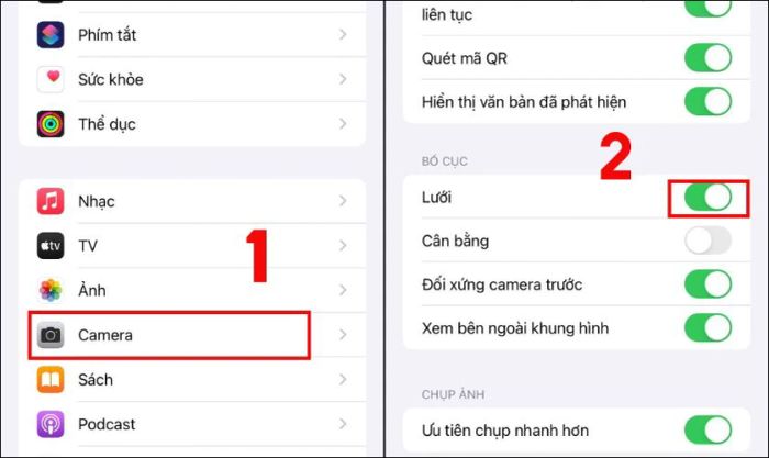 Kích hoạt chế độ lưới