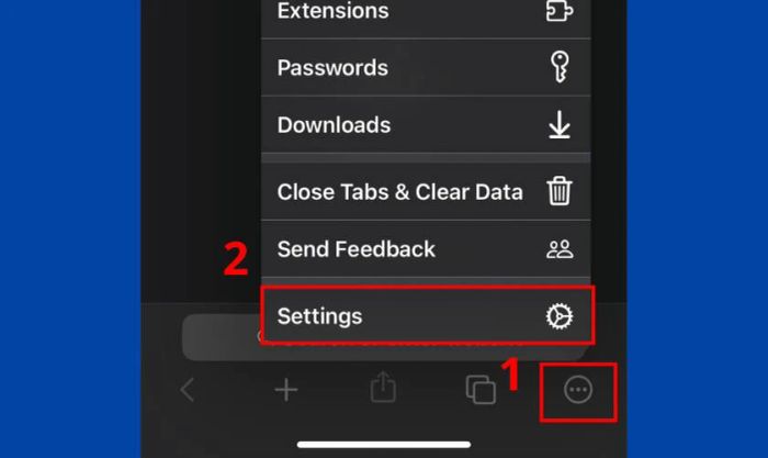 Sau đó, bạn tiếp tục tìm và chọn mục Settings.