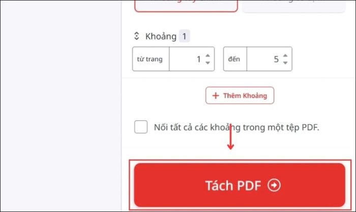 Nhấn Tách PDF và chờ quá trình xuất file hoàn tất