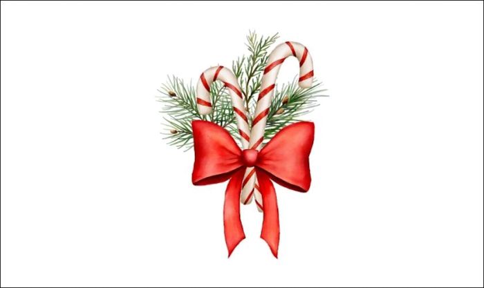 Kẹo gậy kết hợp tinh tế với lá cây thông