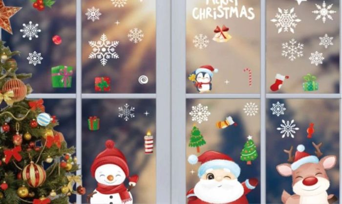 Decal trang trí cửa sổ Noel dễ thương và đáng yêu