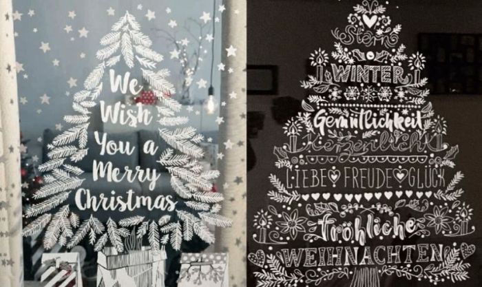 Kết hợp vẽ và viết chữ để trang trí cửa sổ đón Noel