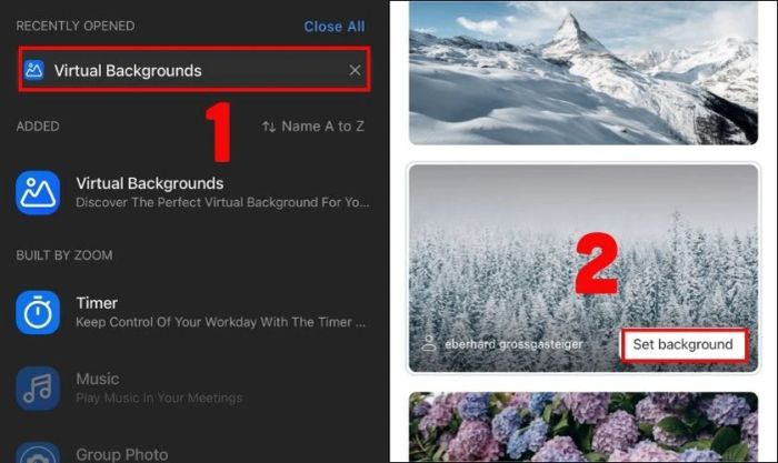 Lựa chọn hình nền phù hợp và nhấn Set background để hoàn tất