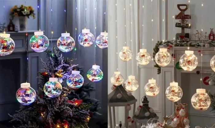 Quả châu tích hợp LED giúp khung cửa sổ trở nên rực rỡ và cuốn hút