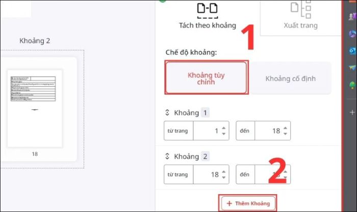 Chia file theo khoảng tùy chỉnh